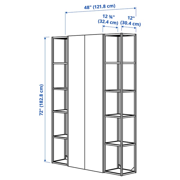 ENHET Storage combination, white, 122x32x183 cm