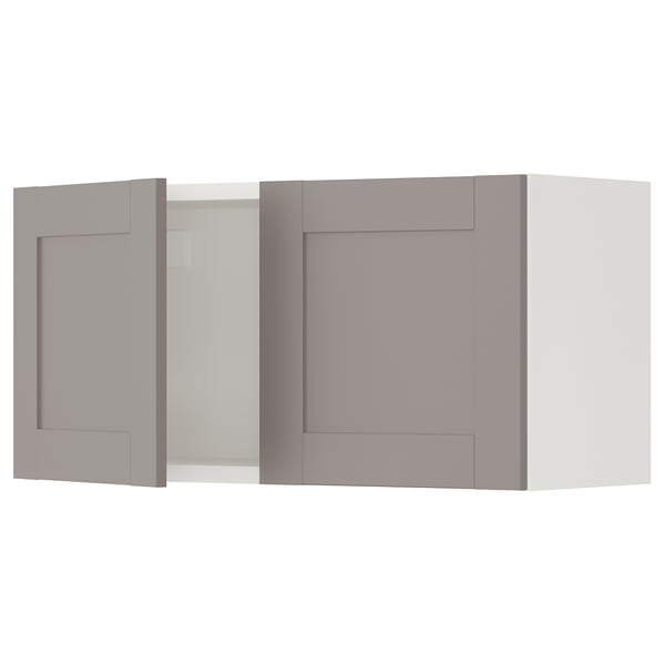 ENHET Wall cabinet with doors, white/grey frame, 76x32x38 cm