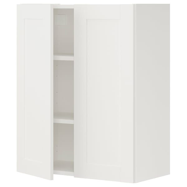 ENHET Wall cb w 2 shlvs/doors, white/white frame, 61x32x76 cm