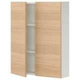 ENHET Wall cb with 2 doors, white/oak effect, 61x17x76 cm