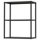 ENHET open black frame with 2 shelves for kitchen, bath, or laundry. Modern, minimalist design with durable metal construction.