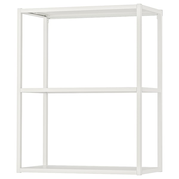 White ENHET open storage frame with two shelves, minimalist and modern design.