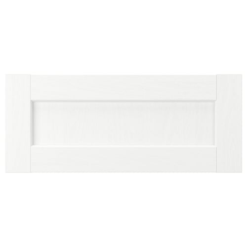 A white ENKÖPING cabinet with a wooden texture finish, featuring a classic and durable design.
