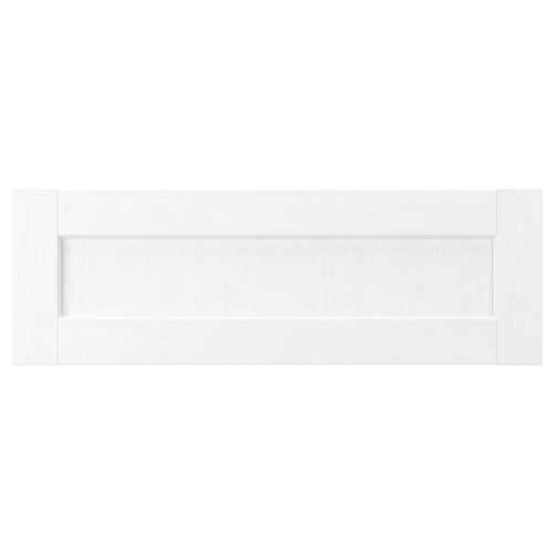 A white ENKÖPING cabinet with a framed design, featuring a smooth durable foil surface.