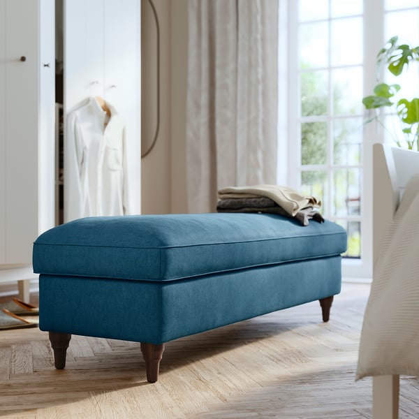 ESSEBODA Bench with storage, Tallmyra blue/brown