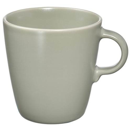 FÄRGKLAR mug, pale green, ceramic, round shape, simple modern design.