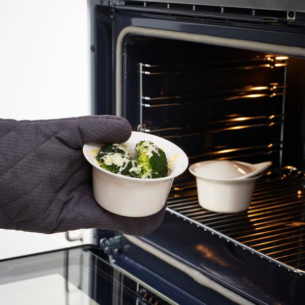 FÄRGKLAR Oven/serving dish with lid, glossy beige, 0.2 l