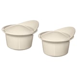 FÄRGKLAR Oven/serving dish with lid, glossy beige, 0.2 l
