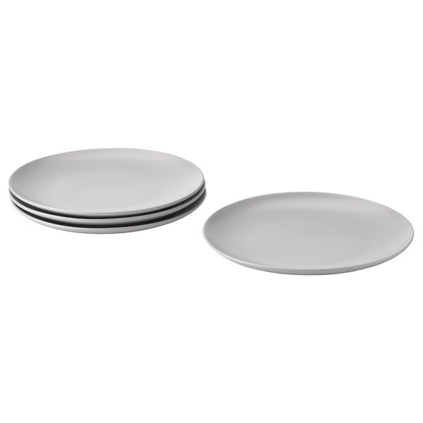 FÄRGKLAR Plate, matt light grey, 26 cm