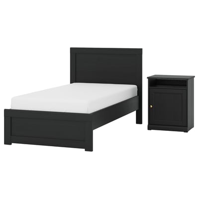 FÅGELFJÄLLET Bedroom furniture, set of 2, black oak effect, Twin