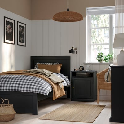 FÅGELFJÄLLET Bedroom furniture, set of 2, black oak effect, Twin