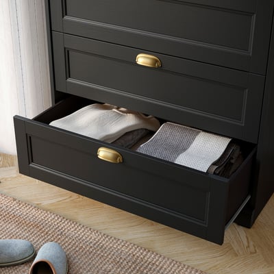 FÅGELFJÄLLET Chest of 4 drawers, black oak effect, 82x51x101 cm