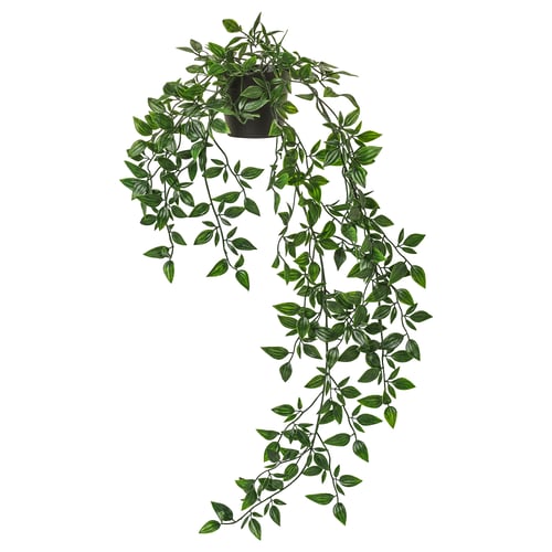 FEJKA artificial green hanging plant, lifelike, vibrant leaves, durable recycled plastic.
