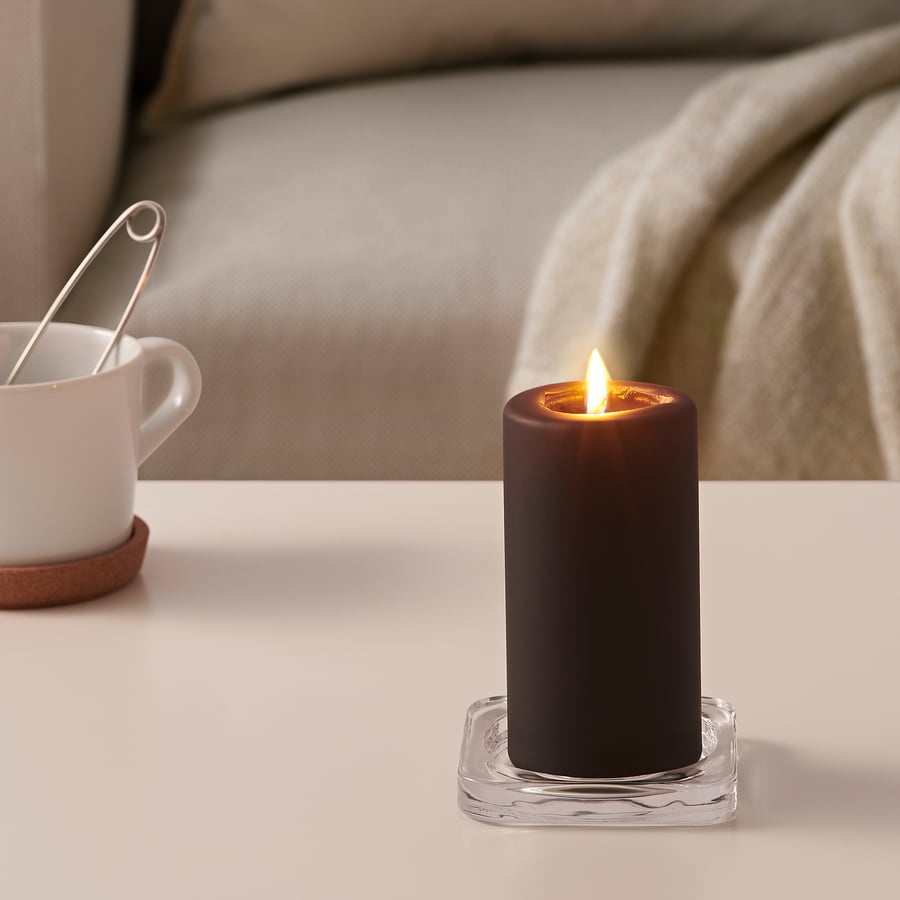 FENOMEN Unscented block candle, matt/black, 14 cm IKEA