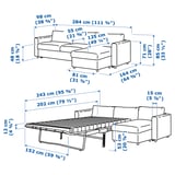 FINNALA 3-seat sofa-bed with chaise longue, Gunnared medium grey