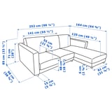 FINNALA 3-seat sofa with chaise longue, Grann/Bomstad black
