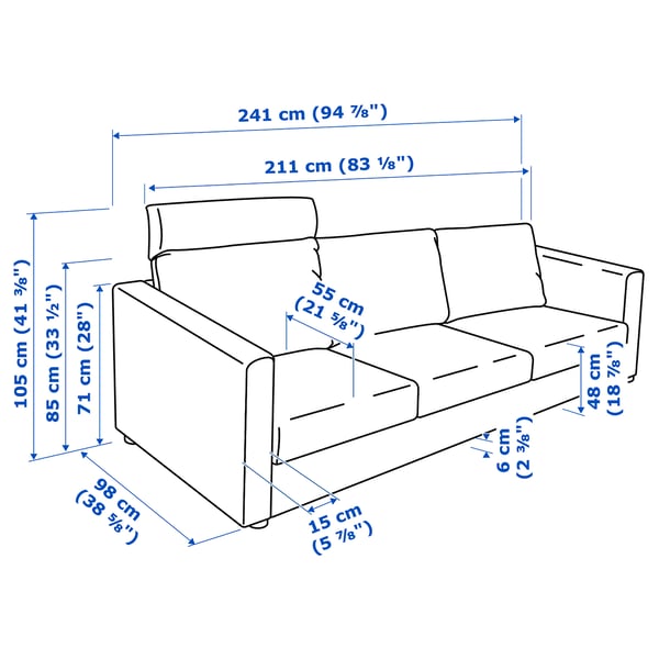 FINNALA 3-seat sofa, with headrest/Grann/Bomstad black