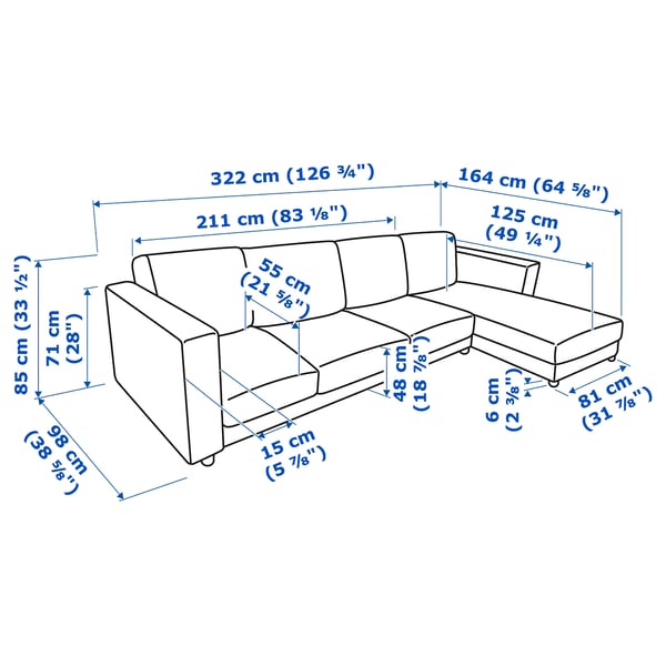 FINNALA 4-seat sofa, with chaise longue/Grann/Bomstad black
