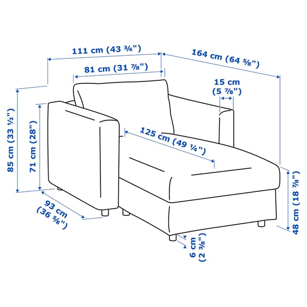FINNALA Chaise longue, Gunnared medium grey