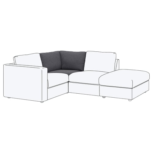 A FINNALA corner sectional sofa in light grey with a dark grey back, featuring a modern and clean design.