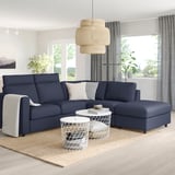 FINNALA Corner sofa, 4-seat, with open end with headrests/Orrsta black-blue