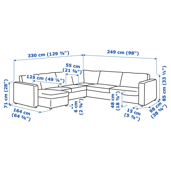 FINNALA Corner sofa, 5-seat, with chaise longue/Grann/Bomstad black