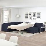FINNALA Corner sofa-bed, 5-seat, with chaise longue/Orrsta black-blue