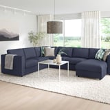 FINNALA Corner sofa-bed, 5-seat, with chaise longue/Orrsta black-blue