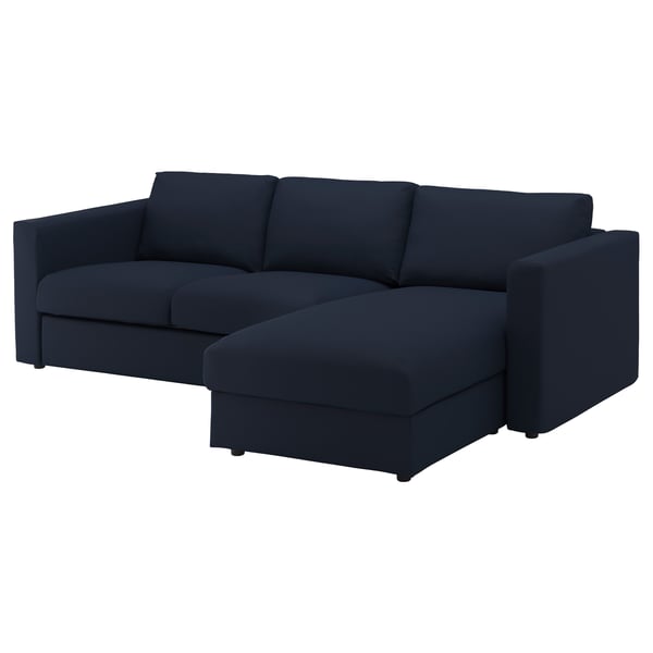 FINNALA Cover for 3-seat sofa, with chaise longue/Orrsta black-blue