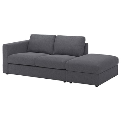 FINNALA Cover for 3-seat sofa, with open end/Gunnared medium grey