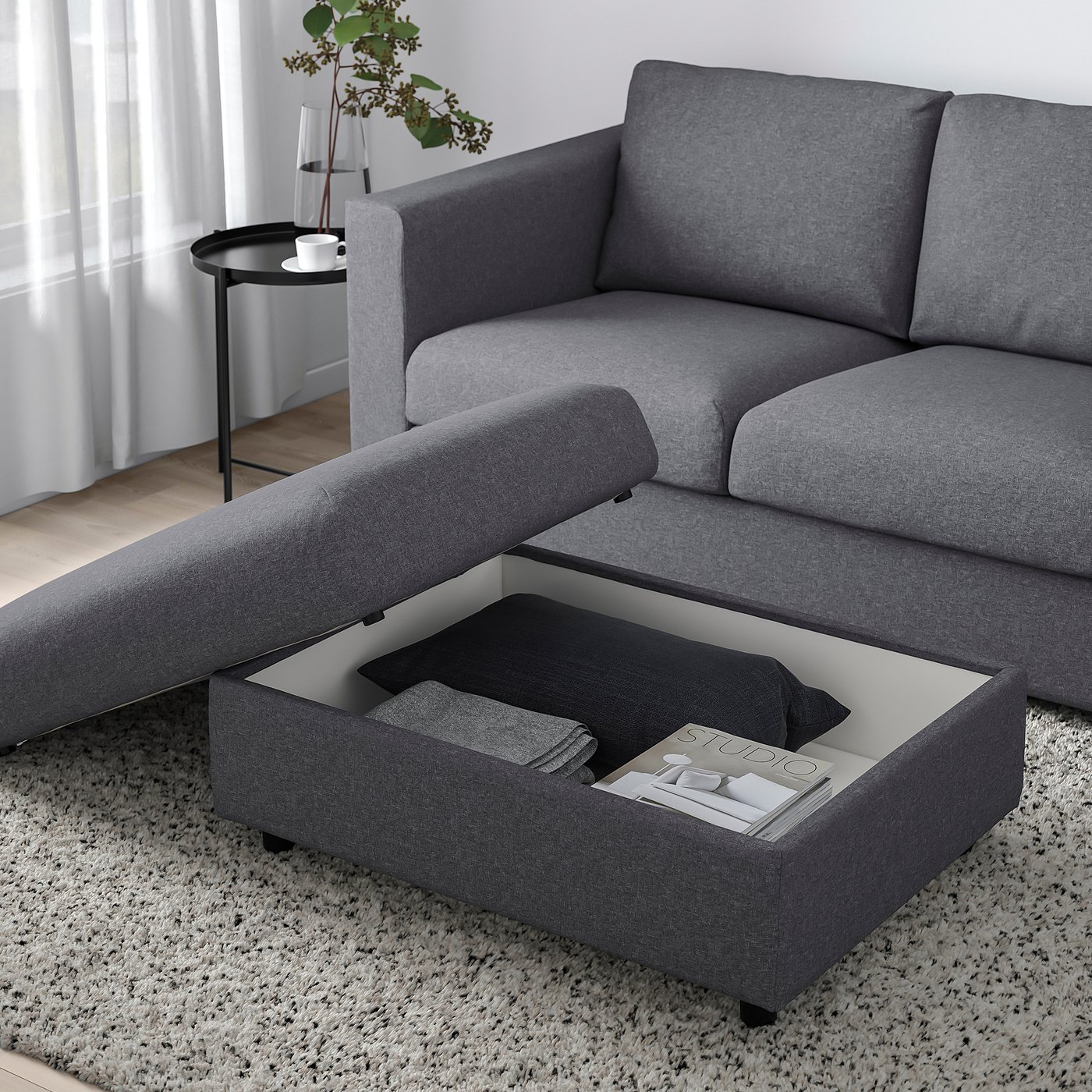 FINNALA Footstool with storage Gunnared medium grey IKEA