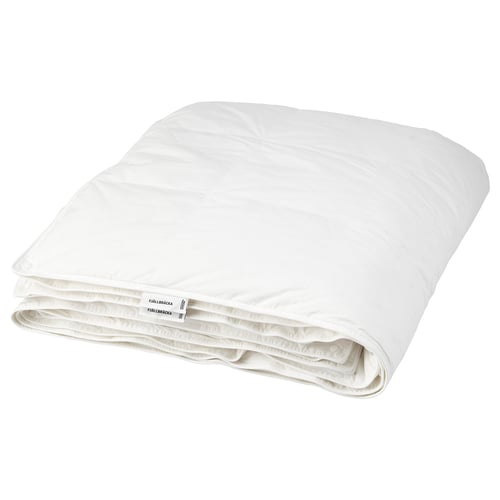 Fjällräcka white duvet, rectangular, soft cotton, filled with duck down and feathers.