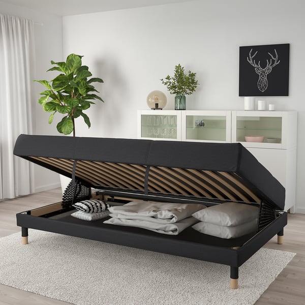 Flottebo Sofa Bed With Side Table Vissle Dark Grey Ikea