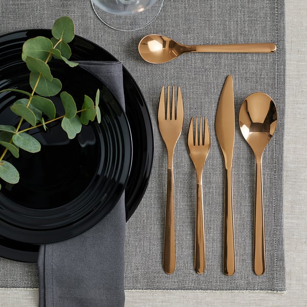 FÖRNUFT 20-piece cutlery set, rose-gold colour