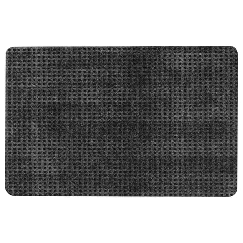 Grey FRIKTION door mat, rectangular, textured surface, durable recycled polyester.