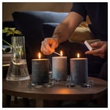 FRUKTSKOG Scented pillar candle, Vetiver & geranium/black-turquoise, 30 hr