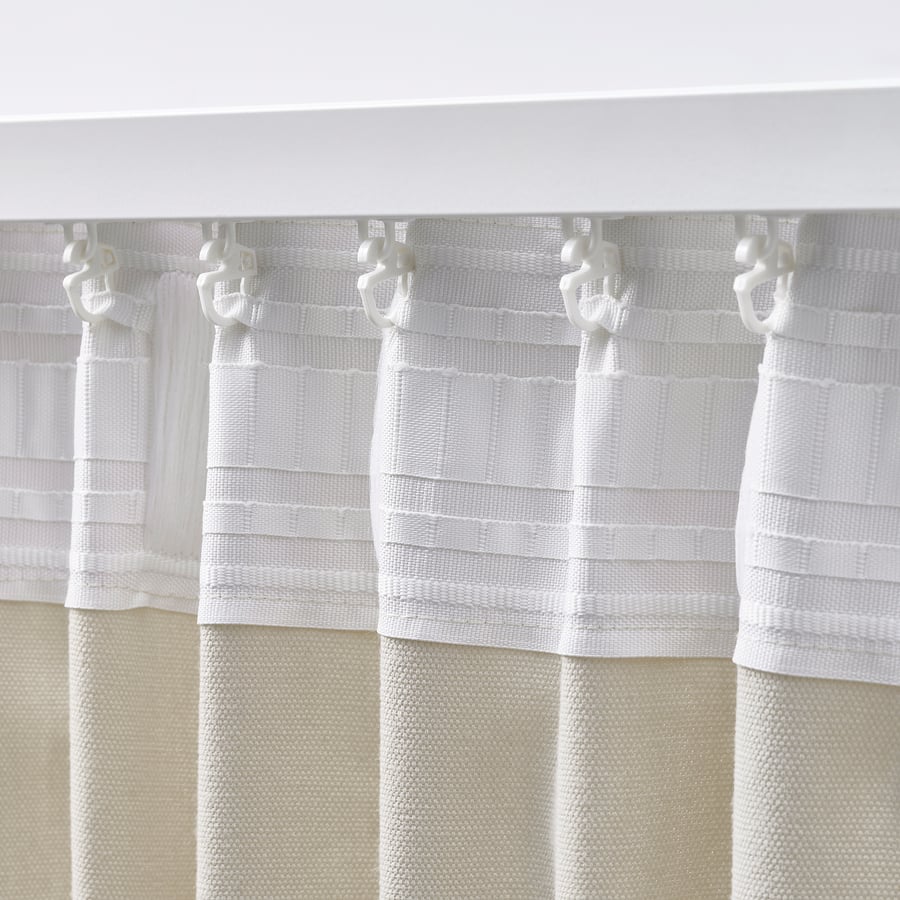GINSTMOTT curtains, 1 pair, beige/with heading tape, 145x250 cm - IKEA