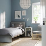GLADSTAD Upholstered bed frame, Kabusa light grey, Twin