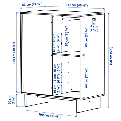 Illustration with measurements for the product: GLAMBERGET.
