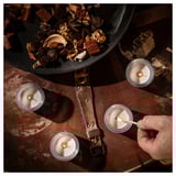 GLANSLIND Scented tealight, smoky vanilla/light beige, 3.5 hr