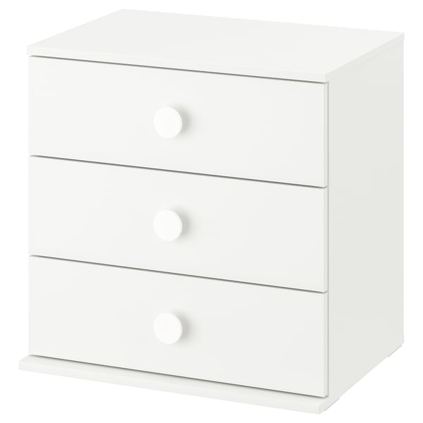 GODISHUS Chest of 3 drawers, white, 60x43x60 cm