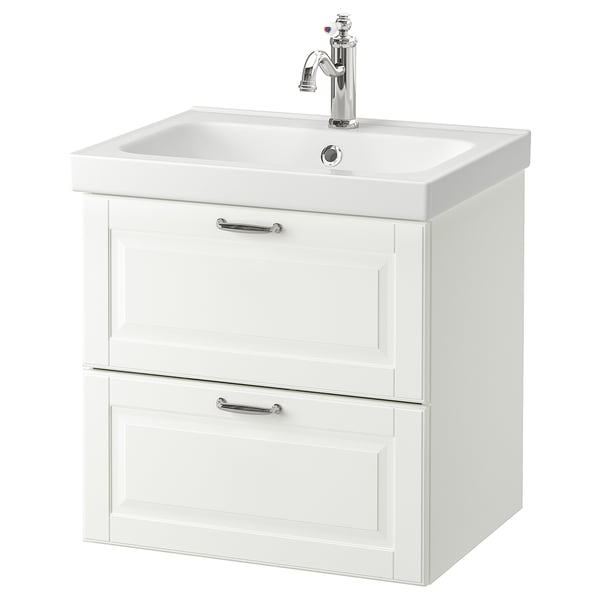 godmorgon odensvik wash stand with 2 drawers kasjon white hamnskar tap 63x49x64 cm