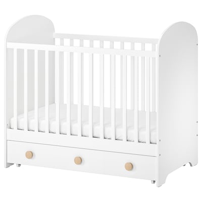 GONATT Cot with drawer, white, 70x132 cm