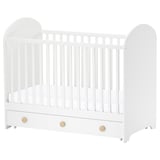 GONATT Cot with drawer, white, 70x132 cm