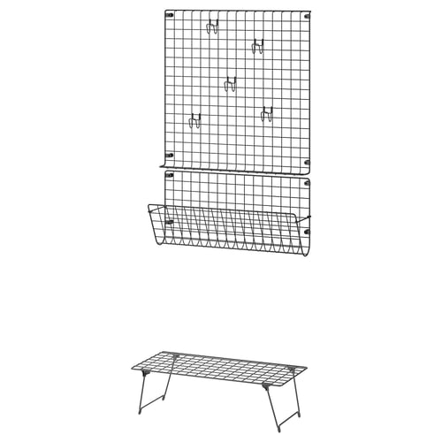 GREJIG Hallway furniture, set of 3, grey