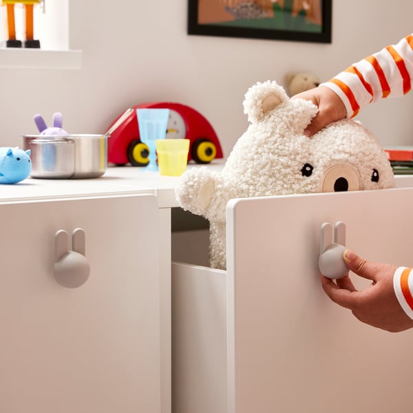 GREJSIMOJS Knob, light grey/bunny, 38 mm