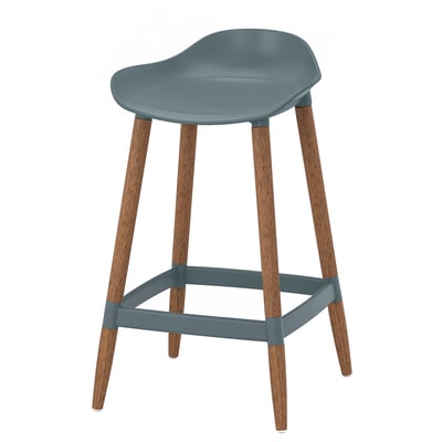 GRÖNSTA Bar stool, counter height grey-turquoise/in/outdoor, 64 cm
