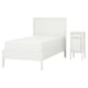 GULLABERG white bed and bedside table; clean design.