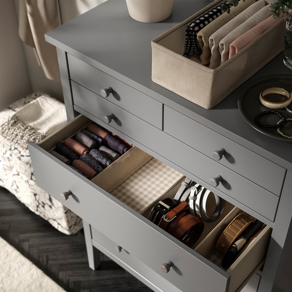 GULLABERG Chest of 6 drawers, grey/anchor/unlock-function, 89x48x122 cm