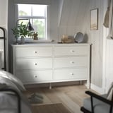 GULLABERG Chest of 6 drawers, white/anchor/unlock-function, 168x48x100 cm